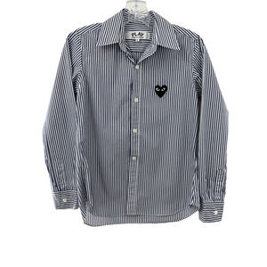 Play Comme Des Garçons UnisexNavy & White Striped Button Down Shirt Size Small